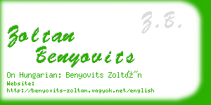 zoltan benyovits business card